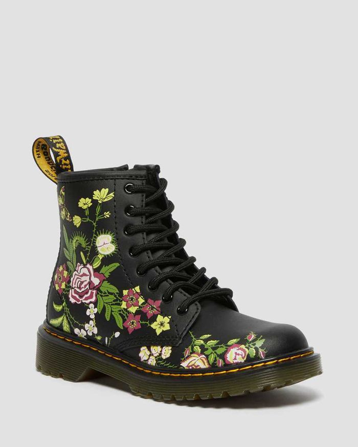 Dr Martens Støvler Barn Svart Junior 1460 Floral Læder Lace Up 3240OMGDU